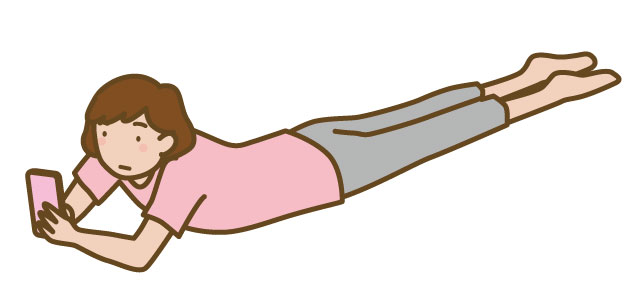 うつ伏せで腰が反るイラスト