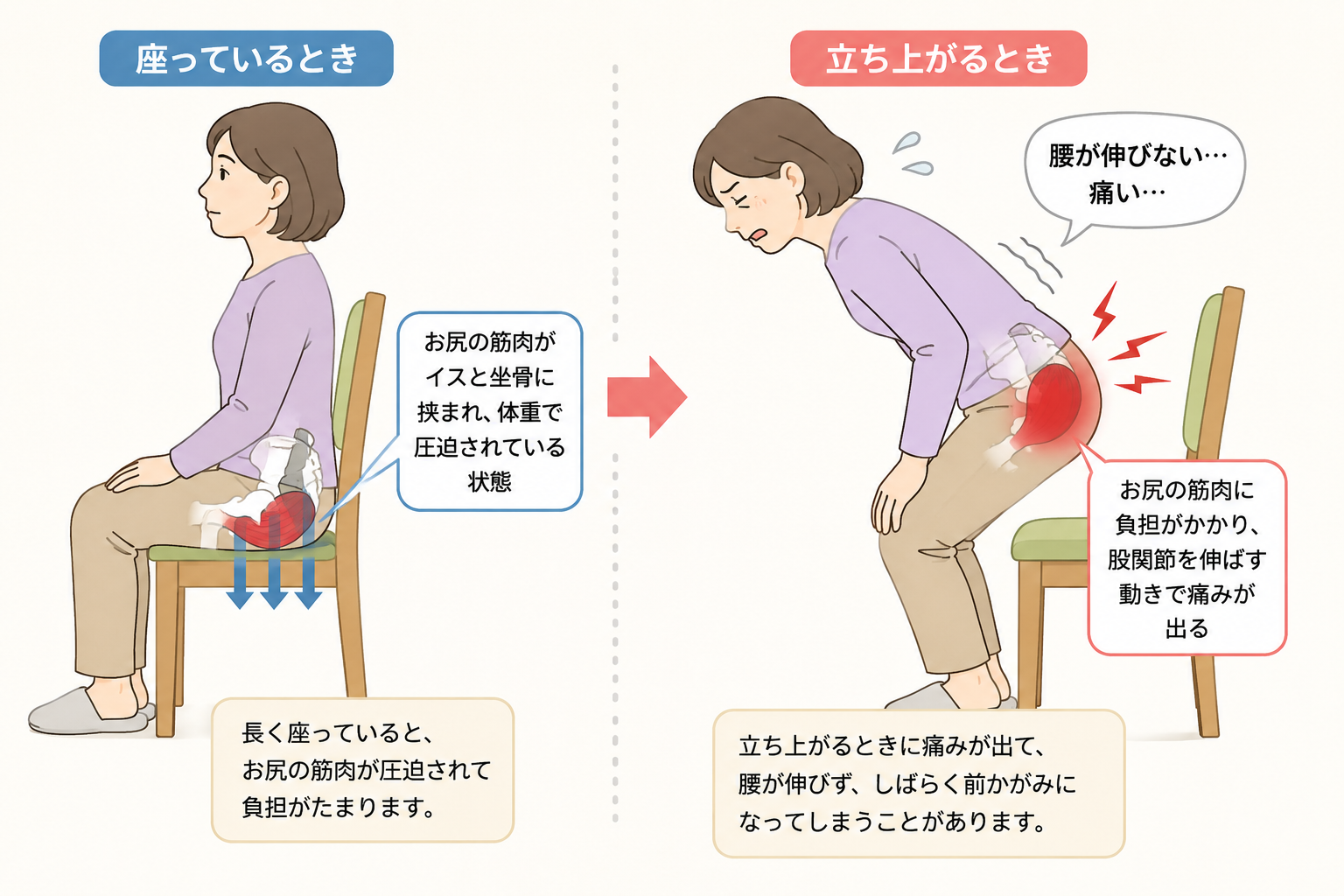 イスから立ち上がる時に腰が痛む原因の解説