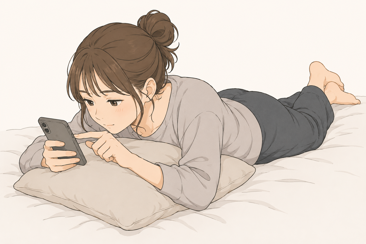 うつ伏せでのスマホ操作