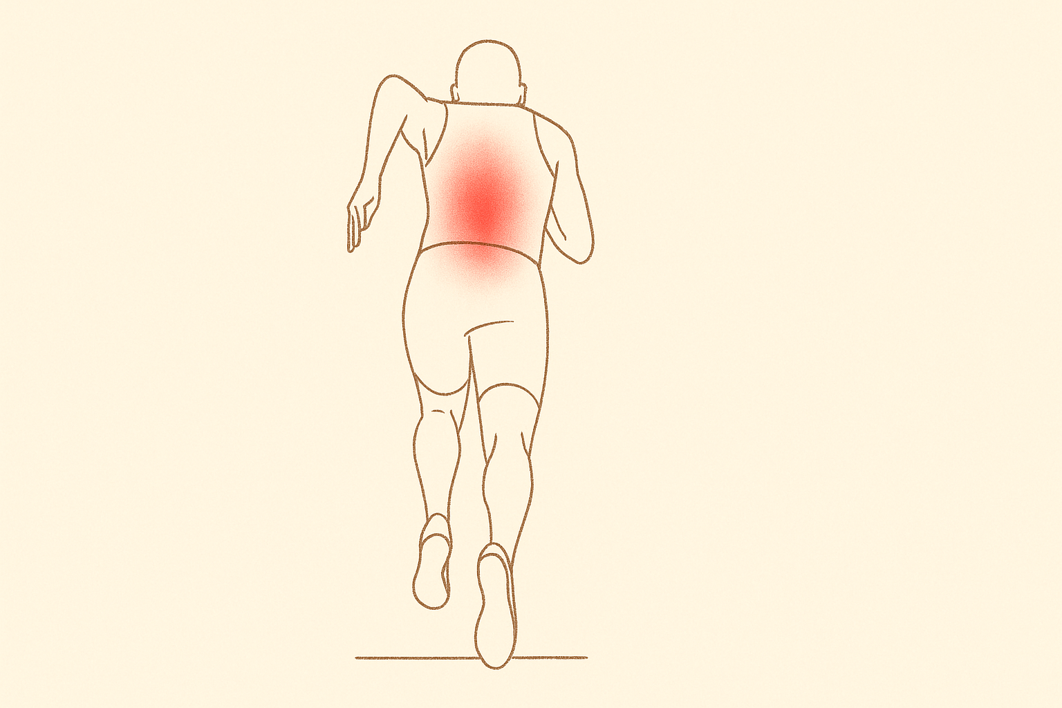 走り出しで腰を痛めるスポーツ障害を表現したシンプル線画イラスト