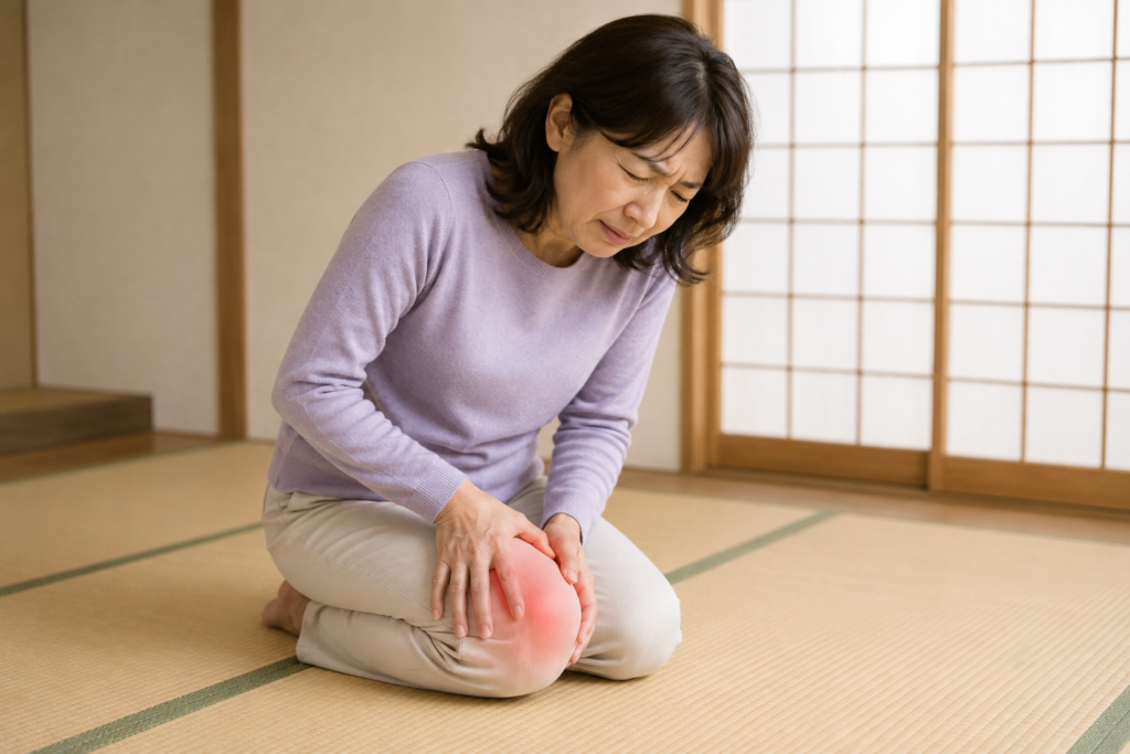 正座で膝が痛い女性